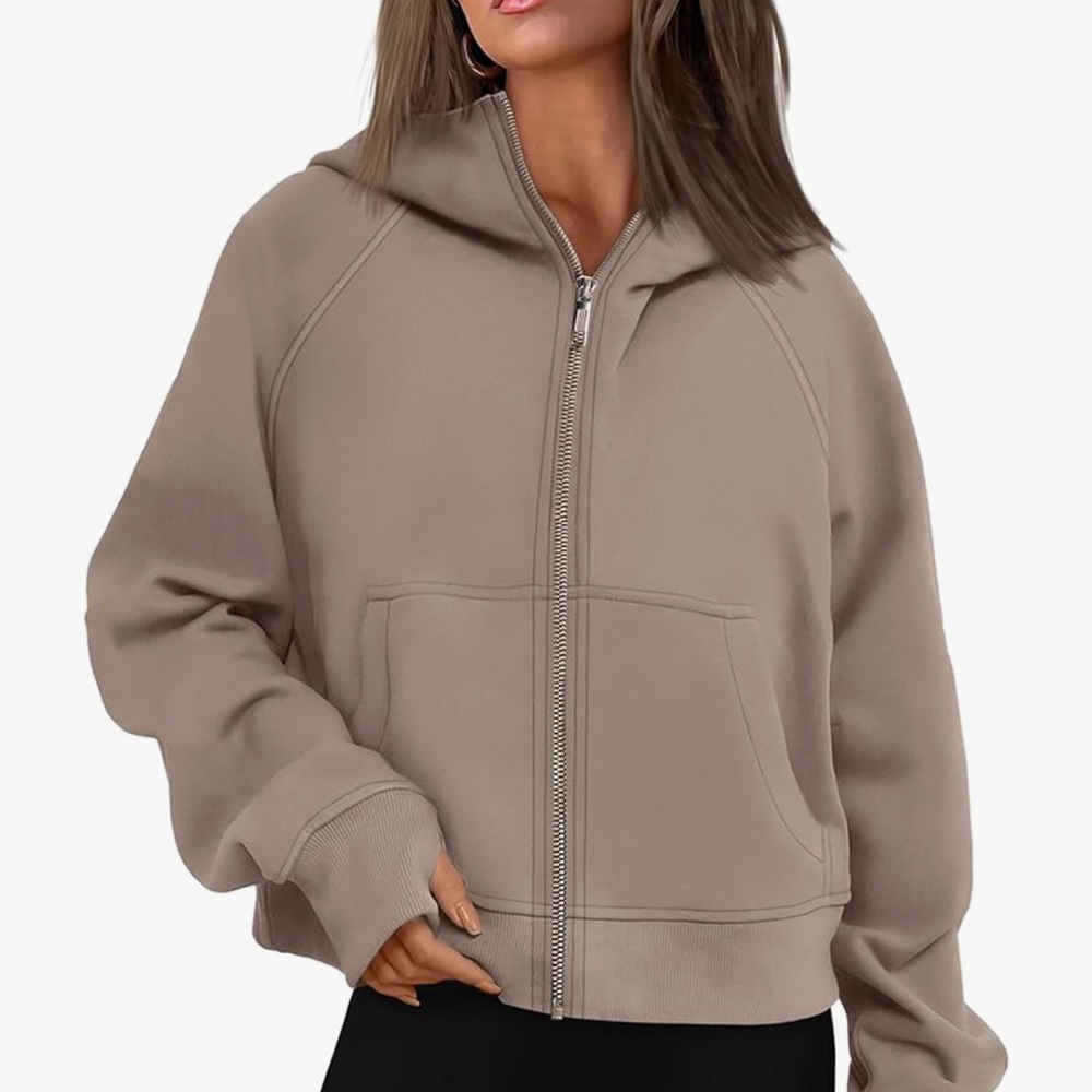 Women's Taupe / Light Brown Zip-Up Hoodie